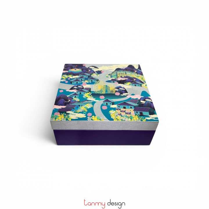 Hộp sơn mài họa tiết Sapa 15x15x6 cm
